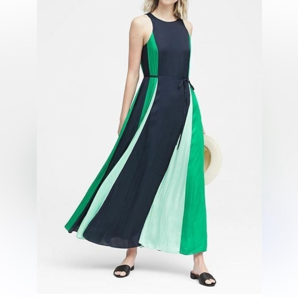 BANANA REPUBLIC Paneled Maxi Dress - Navy & Green - 326381 - Sz 0